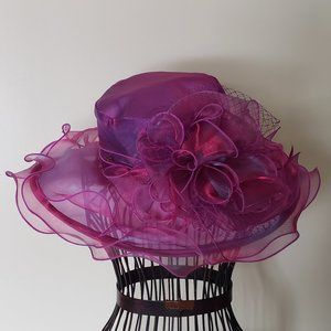 Forbusite iridescent purple Kentucky Derby church wedding christening dress hat